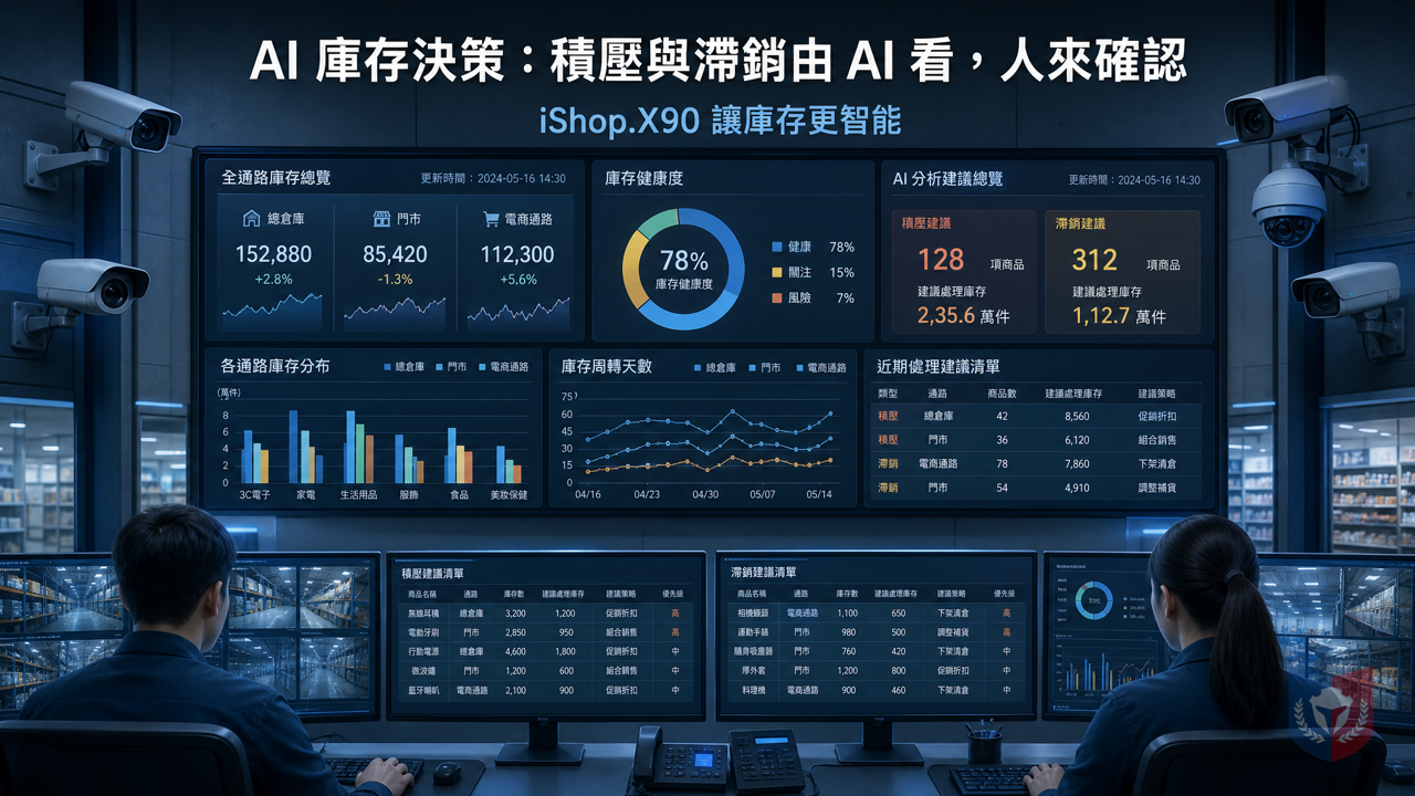 AI 庫存決策：積壓與滯銷由 AI 看，人來確認，iShop.X90 讓庫存更智能